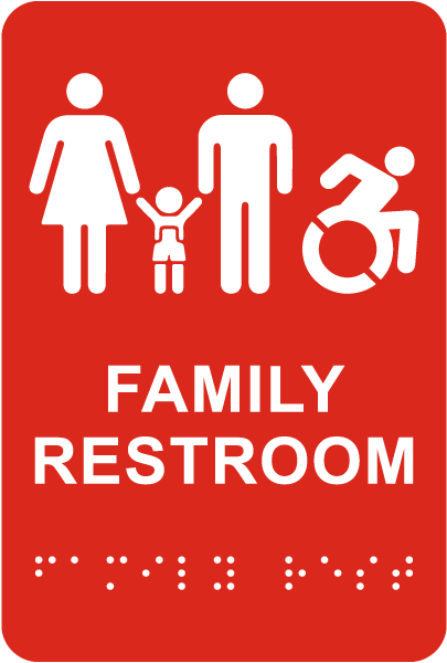 NY Family Accessible Restroom Sign with Braille