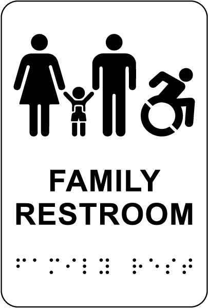 NY Family Accessible Restroom Sign with Braille