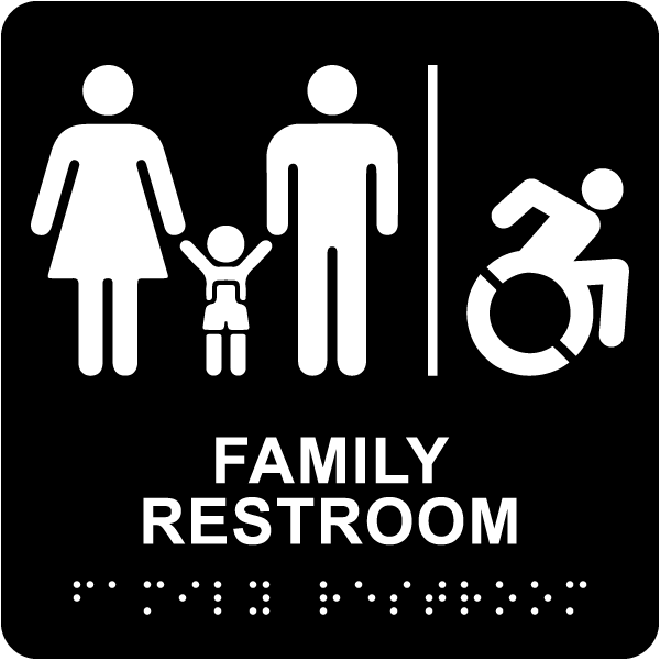 NY Family Accessible Restroom Sign with Braille