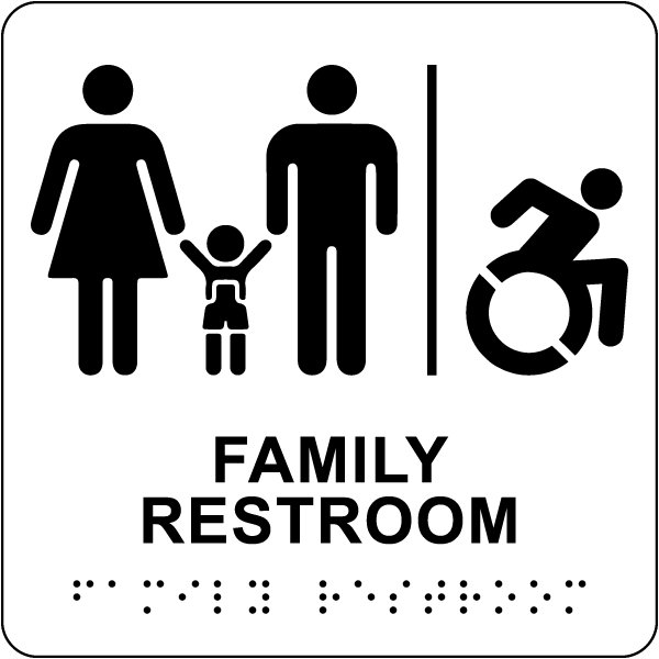 NY Family Accessible Restroom Sign with Braille
