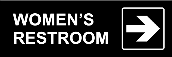 Directional Women Restroom Sign