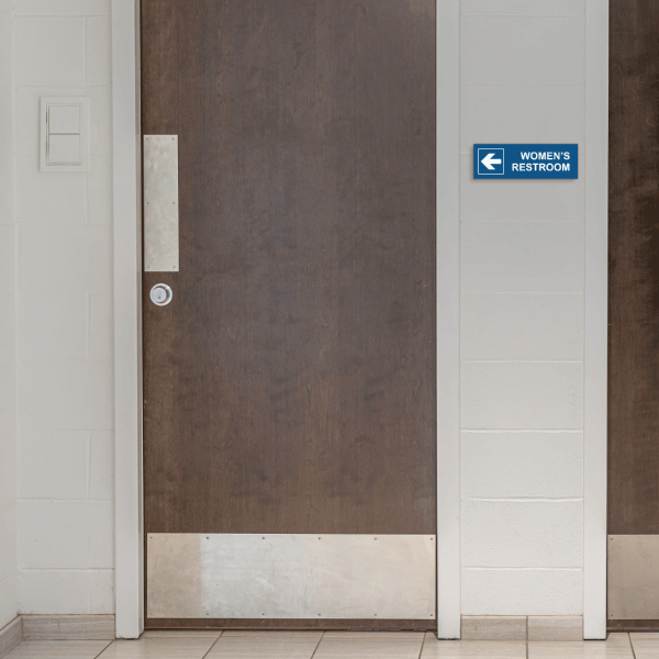 Directional Women Restroom Sign