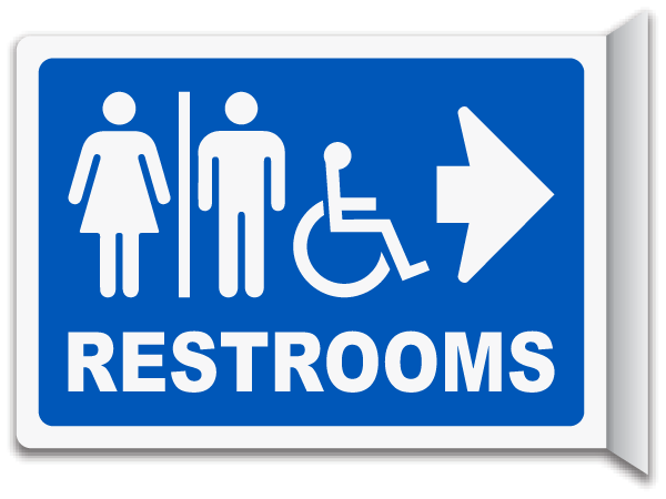 2-Way Side Unisex Accessible Restrooms Sign