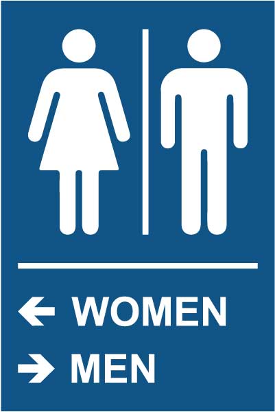 Directional Unisex Restroom Sign
