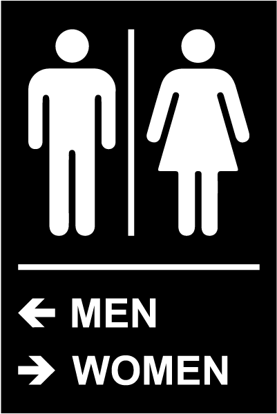 Directional Unisex Restroom Sign