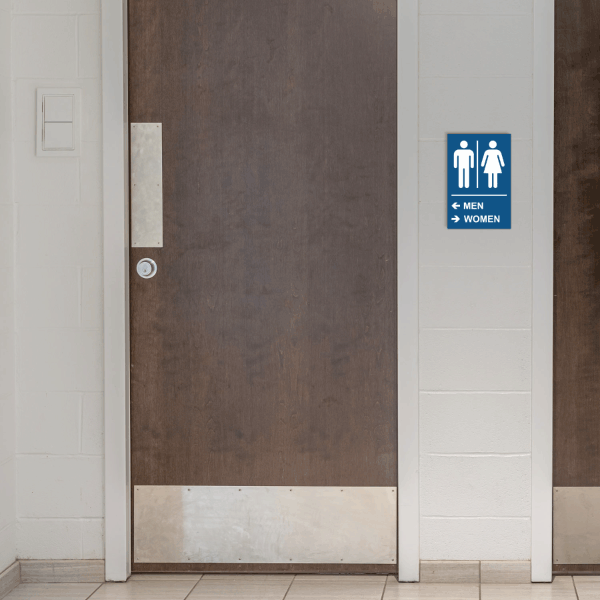 Directional Unisex Restroom Sign