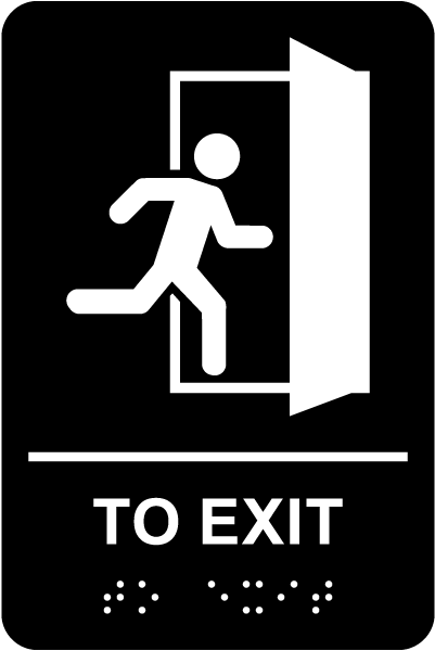 To Exit Sign with Braille