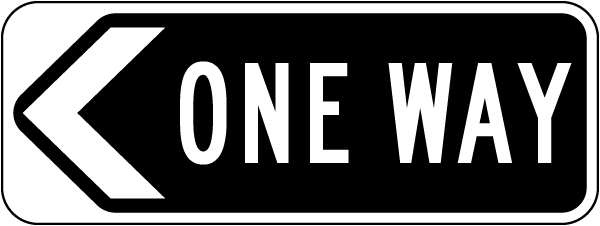 Left Directional One Way Sign