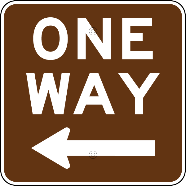 Left Directional One Way Campground Sign