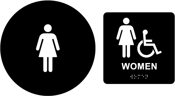 Women Accessible California Title 24 Restroom Sign with Braille Kit