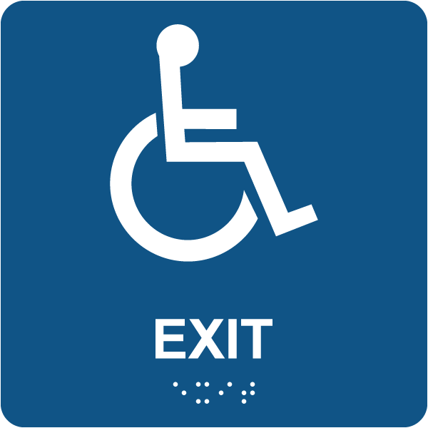 Square Accessible Exit Sign with Braille