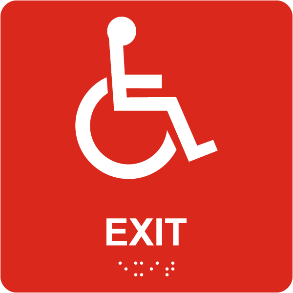 Square Accessible Exit Sign with Braille