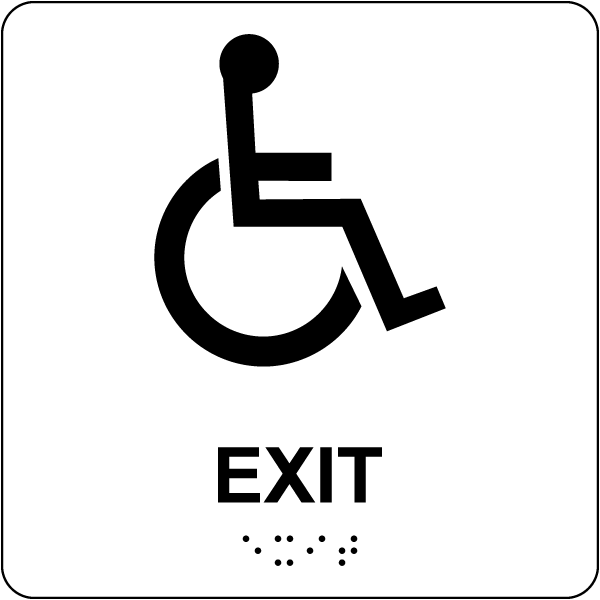 Square Accessible Exit Sign with Braille