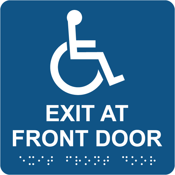 Accessible Exit At Front Door Sign with Braille