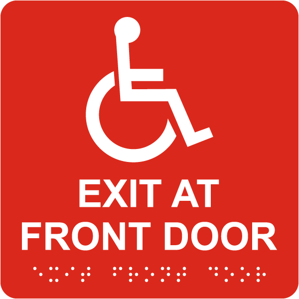 Accessible Exit At Front Door Sign with Braille