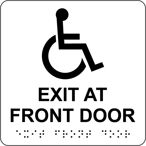 Accessible Exit At Front Door Sign with Braille