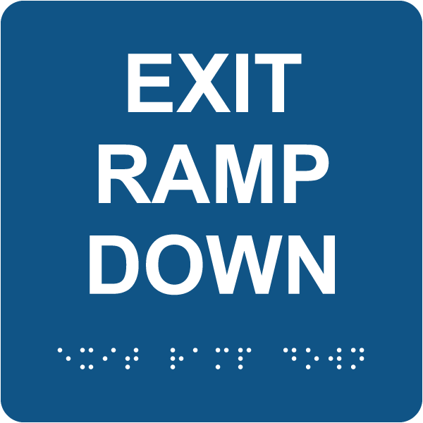 Exit Ramp Down Sign with Braille 