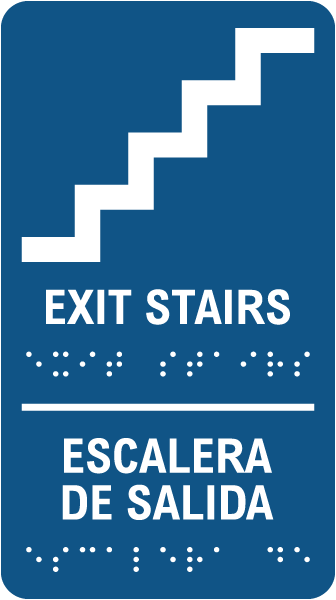 Bilingual Exit Stairs Sign with Braille