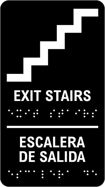 Bilingual Exit Stairs Sign with Braille