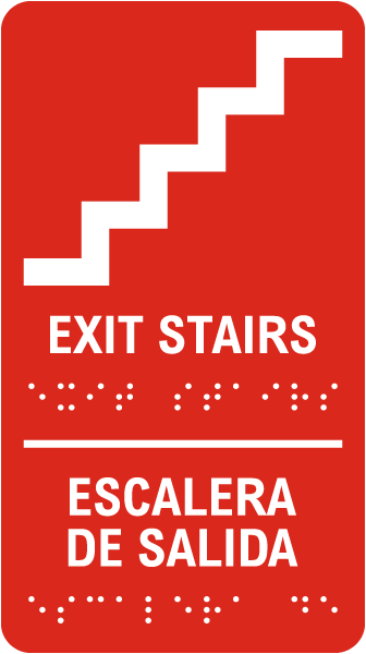 Bilingual Exit Stairs Sign with Braille