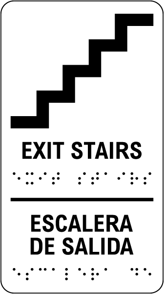 Bilingual Exit Stairs Sign with Braille