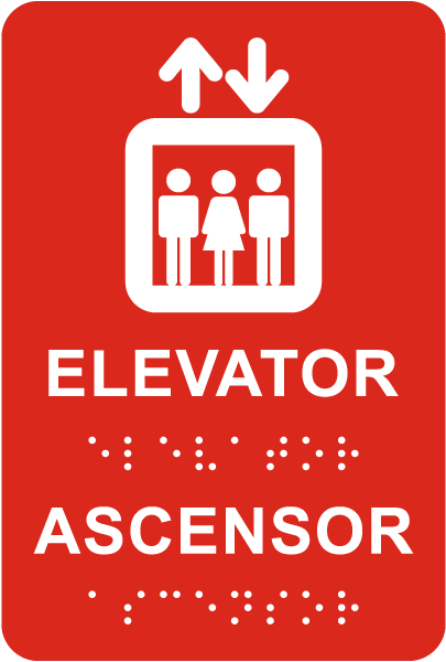 Bilingual Elevator Sign with Braille