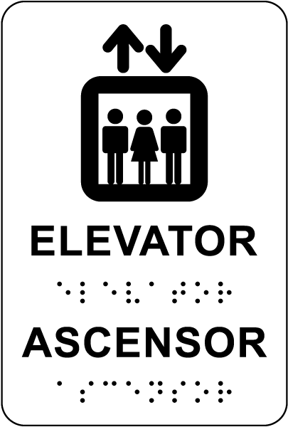 Bilingual Elevator Sign with Braille