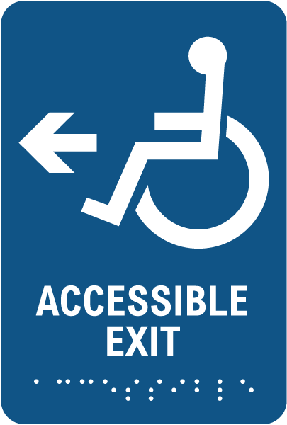 Accessible Exit To The Left Sign with Braille