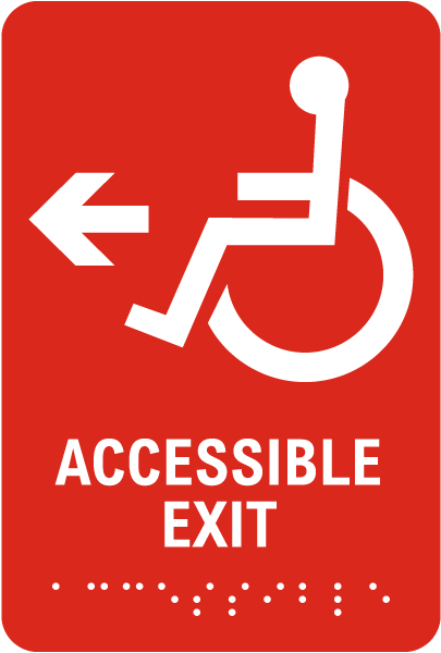Accessible Exit To The Left Sign with Braille