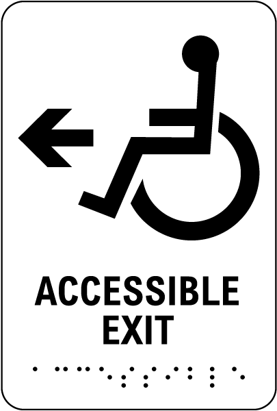 Accessible Exit To The Left Sign with Braille