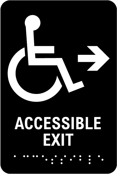 Accessible Exit To The Right Sign with Braille