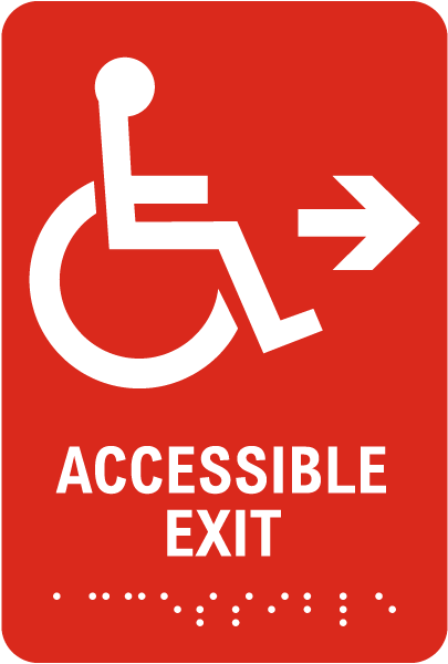 Accessible Exit To The Right Sign with Braille