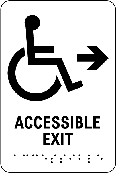 Accessible Exit To The Right Sign with Braille