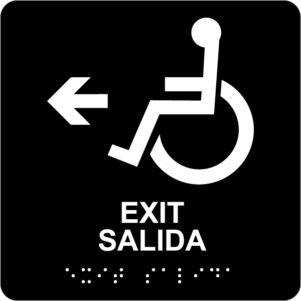 Bilingual Accessible Exit To The Left Sign with Braille
