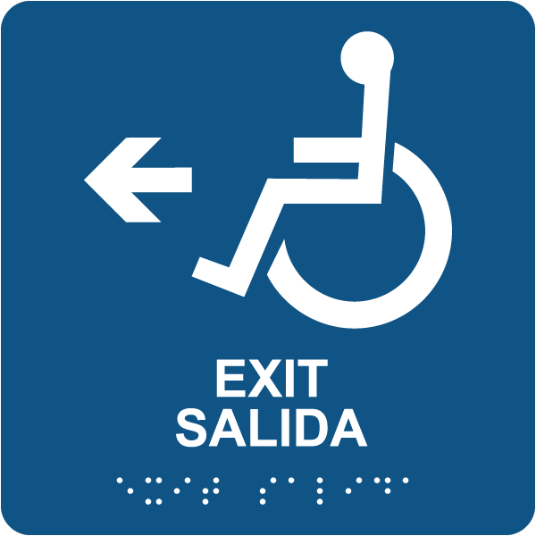 Bilingual Accessible Exit To The Left Sign with Braille