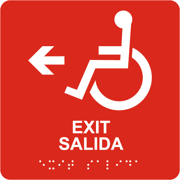 Bilingual Accessible Exit To The Left Sign with Braille