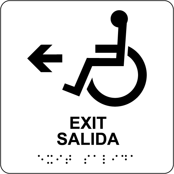 Bilingual Accessible Exit To The Left Sign with Braille