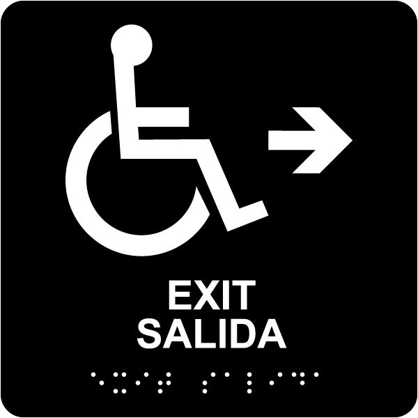 Bilingual Accessible Exit To The Right Sign with Braille