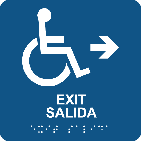 Bilingual Accessible Exit To The Right Sign with Braille