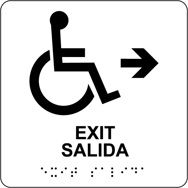 Bilingual Accessible Exit To The Right Sign with Braille