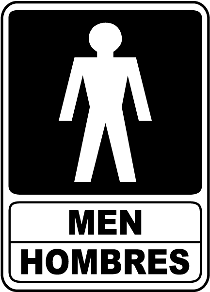 Bilingual Men Restroom Sign