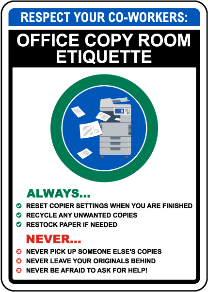 Office Copy Room Etiquette Symbol