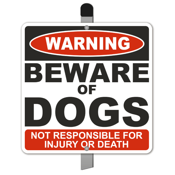 Beware Of The Dogs Sign - Gate Door Warning Sign - 130mm X 40mm Silver Engraved