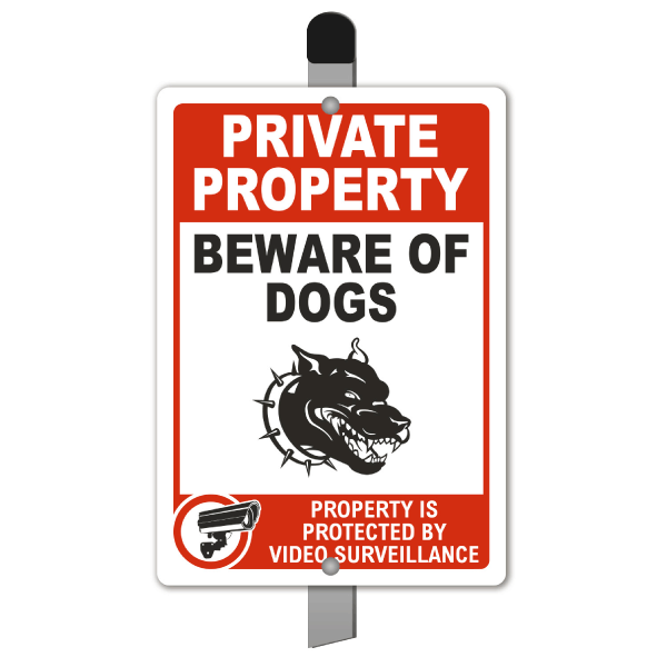 Private Property Beware of Dogs and Video Surveillance Yard Sign