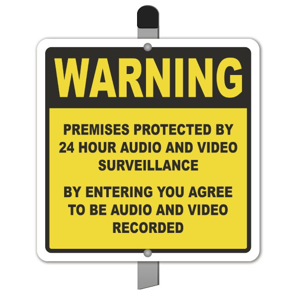 Premises Protected by 24 Hour Surveillance Yard Sign