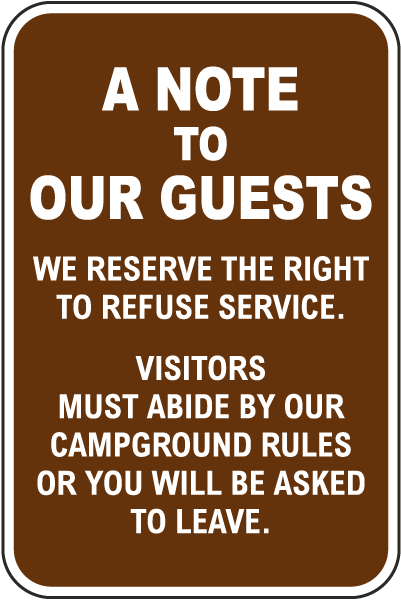 A Note To Our Guests Sign