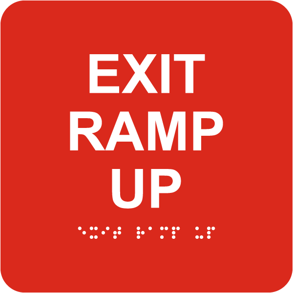 Exit Ramp Up Sign with Braille