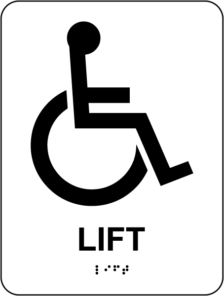 Accessible Lift Sign with Braille