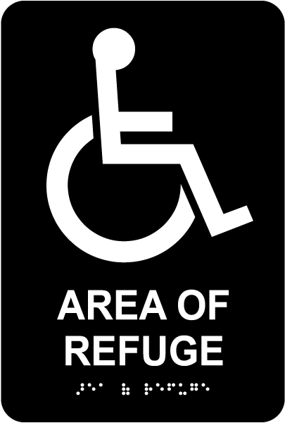Area Of Refuge Sign with Braille