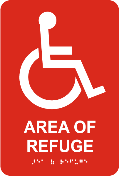Area Of Refuge Sign with Braille